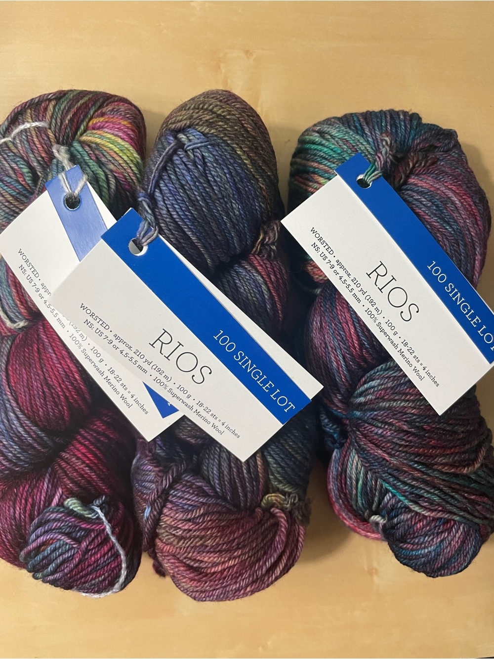 Malabrigo Rios Hand-Dyed Worsted Yarn bundle of 3 skeins - Multicolor